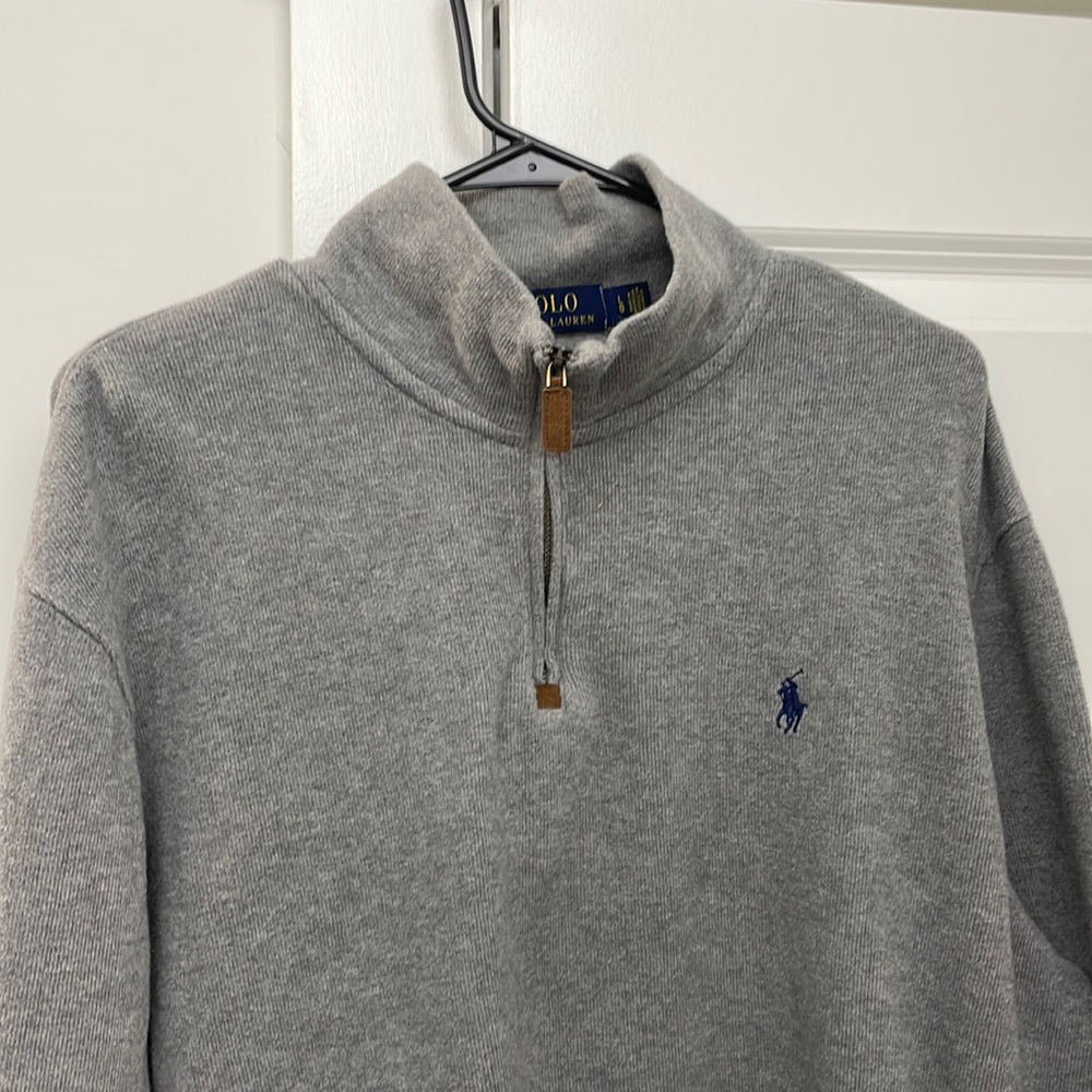 Men’s Polo Ralph Lauren Large Quarter Zip Gray Long Sleeve